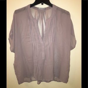 OLIVIA MOON GRAY SHEER BLOUSE